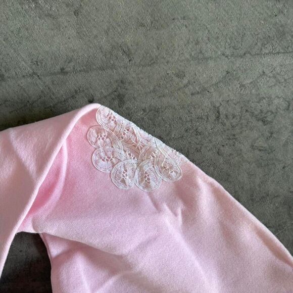 vintage pink crochet lace sweater. very nice embroidery size large woman's - Picture 4 of 6
